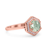 Vintage Style Round Natural Stone Hexagonal Ring