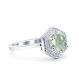 Vintage Style Round Natural Stone Hexagonal Ring