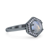 Vintage Style Round Natural Stone Hexagonal Ring