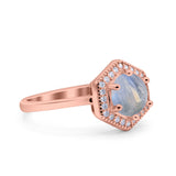 Vintage Style Round Natural Stone Hexagonal Ring