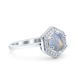 Vintage Style Round Natural Stone Hexagonal Ring