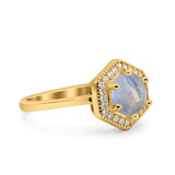 Vintage Style Round Natural Stone Hexagonal Ring