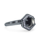 Vintage Style Round Natural Stone Hexagonal Ring