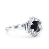 Vintage Style Round Natural Stone Hexagonal Ring
