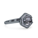 Vintage Style Round Natural Stone Hexagonal Ring