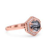 Vintage Style Round Natural Stone Hexagonal Ring