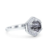 Vintage Style Round Natural Stone Hexagonal Ring