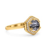 Vintage Style Round Natural Stone Hexagonal Ring
