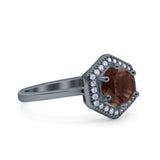 Vintage Style Round Natural Stone Hexagonal Ring