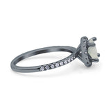 Vintage Style Round Natural Stone Halo Ring