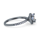 Vintage Style Round Natural Stone Halo Ring