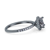 Vintage Style Round Natural Stone Halo Ring