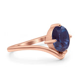 Oval Natural Stone V Midi Band Solitaire Ring