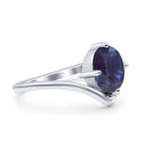 Oval Natural Stone V Midi Band Solitaire Ring