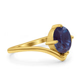 Oval Natural Stone V Midi Band Solitaire Ring