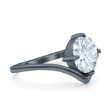 Oval Natural Stone V Midi Band Solitaire Ring