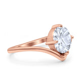 Oval Natural Stone V Midi Band Solitaire Ring