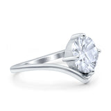 Oval Natural Stone V Midi Band Solitaire Ring