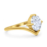 Oval Natural Stone V Midi Band Solitaire Ring