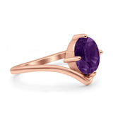 Oval Natural Stone V Midi Band Solitaire Ring