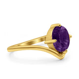 Oval Natural Stone V Midi Band Solitaire Ring