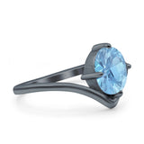 Oval Natural Stone V Midi Band Solitaire Ring