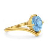 Oval Natural Stone V Midi Band Solitaire Ring