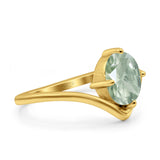 Oval Natural Stone V Midi Band Solitaire Ring