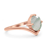 Oval Natural Stone V Midi Band Solitaire Ring