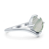 Oval Natural Stone V Midi Band Solitaire Ring