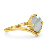 Oval Natural Stone V Midi Band Solitaire Ring