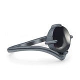 Oval Natural Stone V Midi Band Solitaire Ring