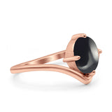 Oval Natural Stone V Midi Band Solitaire Ring