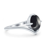 Oval Natural Stone V Midi Band Solitaire Ring