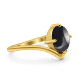 Oval Natural Stone V Midi Band Solitaire Ring