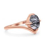 Oval Natural Stone V Midi Band Solitaire Ring