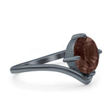 Oval Natural Stone V Midi Band Solitaire Ring