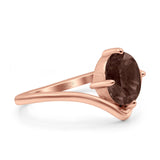 Oval Natural Stone V Midi Band Solitaire Ring