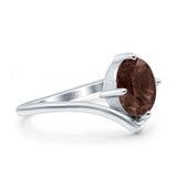 Oval Natural Stone V Midi Band Solitaire Ring