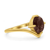 Oval Natural Stone V Midi Band Solitaire Ring