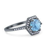 Vintage Style Round Natural Stone Hexagonal Ring