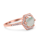 Vintage Style Round Natural Stone Hexagonal Ring