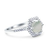 Vintage Style Round Natural Stone Hexagonal Ring