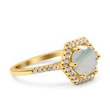 Vintage Style Round Natural Stone Hexagonal Ring