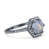 Vintage Style Round Natural Stone Hexagonal Ring