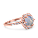 Vintage Style Round Natural Stone Hexagonal Ring