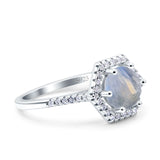 Vintage Style Round Natural Stone Hexagonal Ring