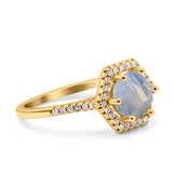 Vintage Style Round Natural Stone Hexagonal Ring