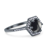 Vintage Style Round Natural Stone Hexagonal Ring