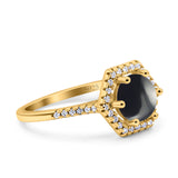 Vintage Style Round Natural Stone Hexagonal Ring